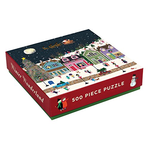 Galison Winter Lights Foil Puzzle, 500 Pieces, 20" x 20" Holiday Jigsaw Puzzle P8985