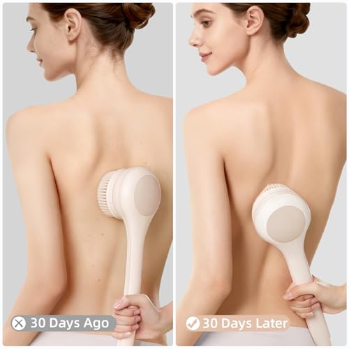 Electric Body Brush Back Scrubber for Shower, Waterproof Dual Handle with 3 Heads X695155