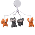 Bedtime Originals Acorn Gray/Orange Fox and Raccoon Musical Baby Crib Mobile - Megean