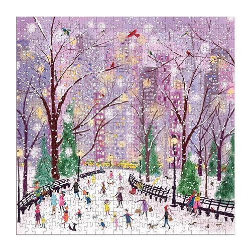 Galison Winter Lights Foil Puzzle, 500 Pieces, 20" x 20" Holiday Jigsaw Puzzle P8985