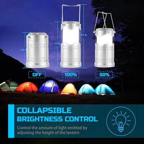 Lichamp LED Camping Lantern 4 Pack, Battery Powered Portable Hanging Light X975
