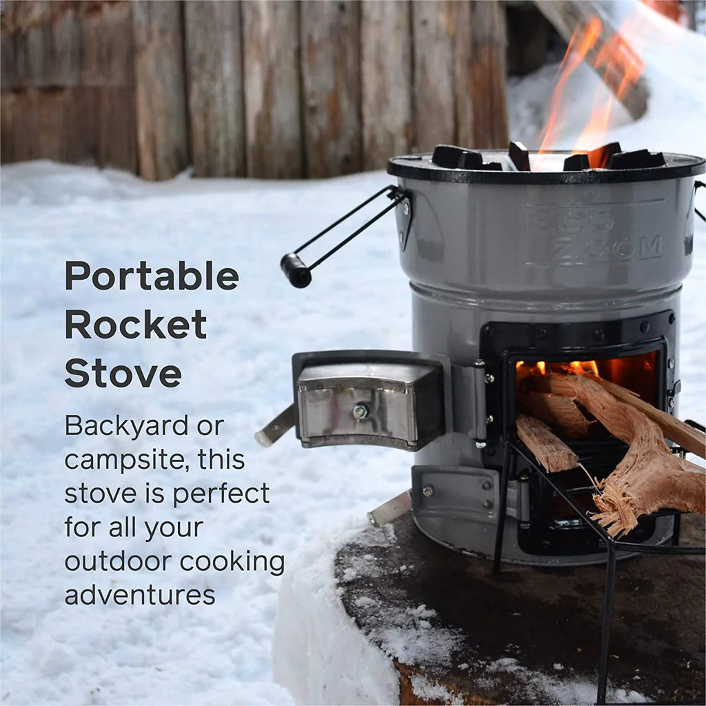 Rocket Stove Portable Camp Stove for Outdoor Cooking, Dual-Fuel Wood & Charcoal E5312