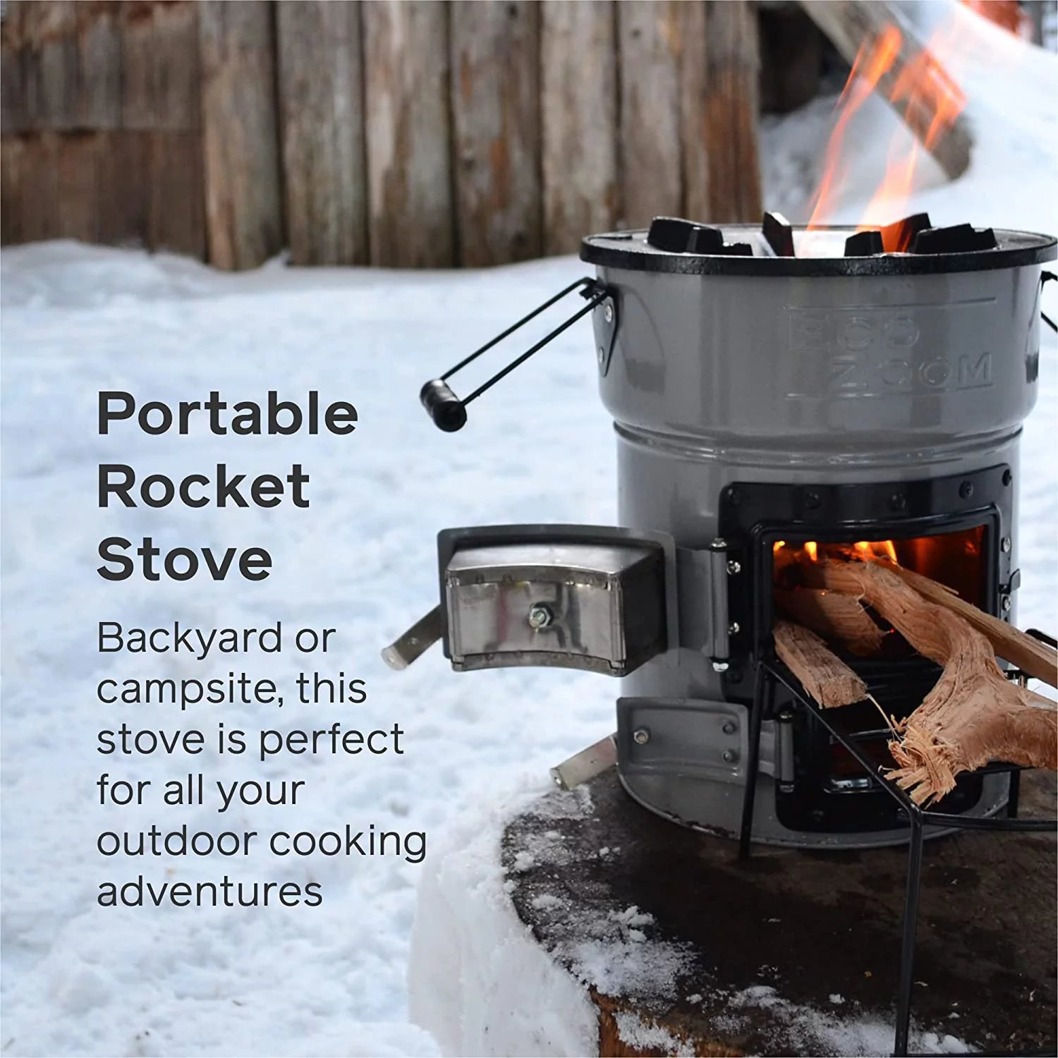 Rocket Stove Portable Camp Stove for Outdoor Cooking, Dual-Fuel Wood & Charcoal E5312
