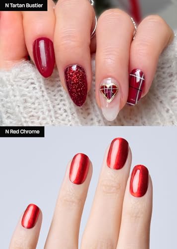 ohora Semi Cured Gel Nail Strips Red Chrome & Joy Christmas Set V6536