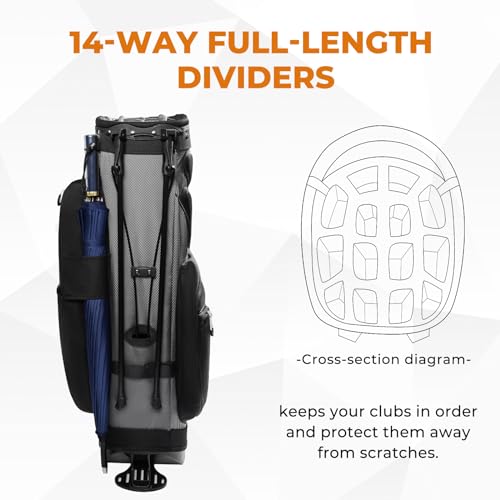 14 Way Dividers Golf Stand Bag Lightweight with Multiple Pockets E912707