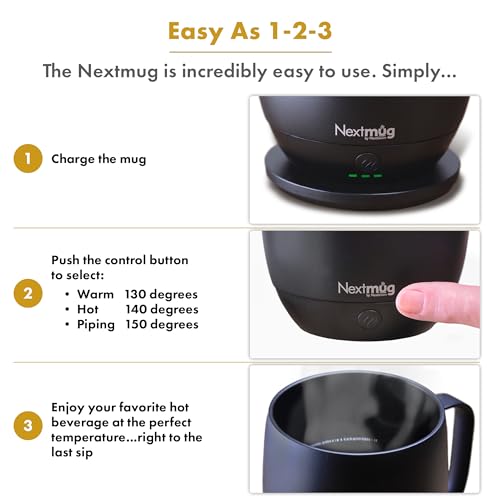 Nextmug Self-Heating Coffee Mug, 14 oz, Burgundy W7807