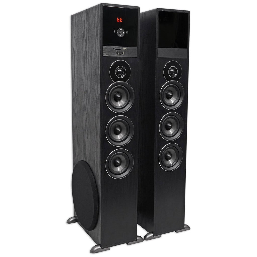 Rockville TM150B Black Tower Speakers with 10x22 Sub, Bluetooth, USB Z529034