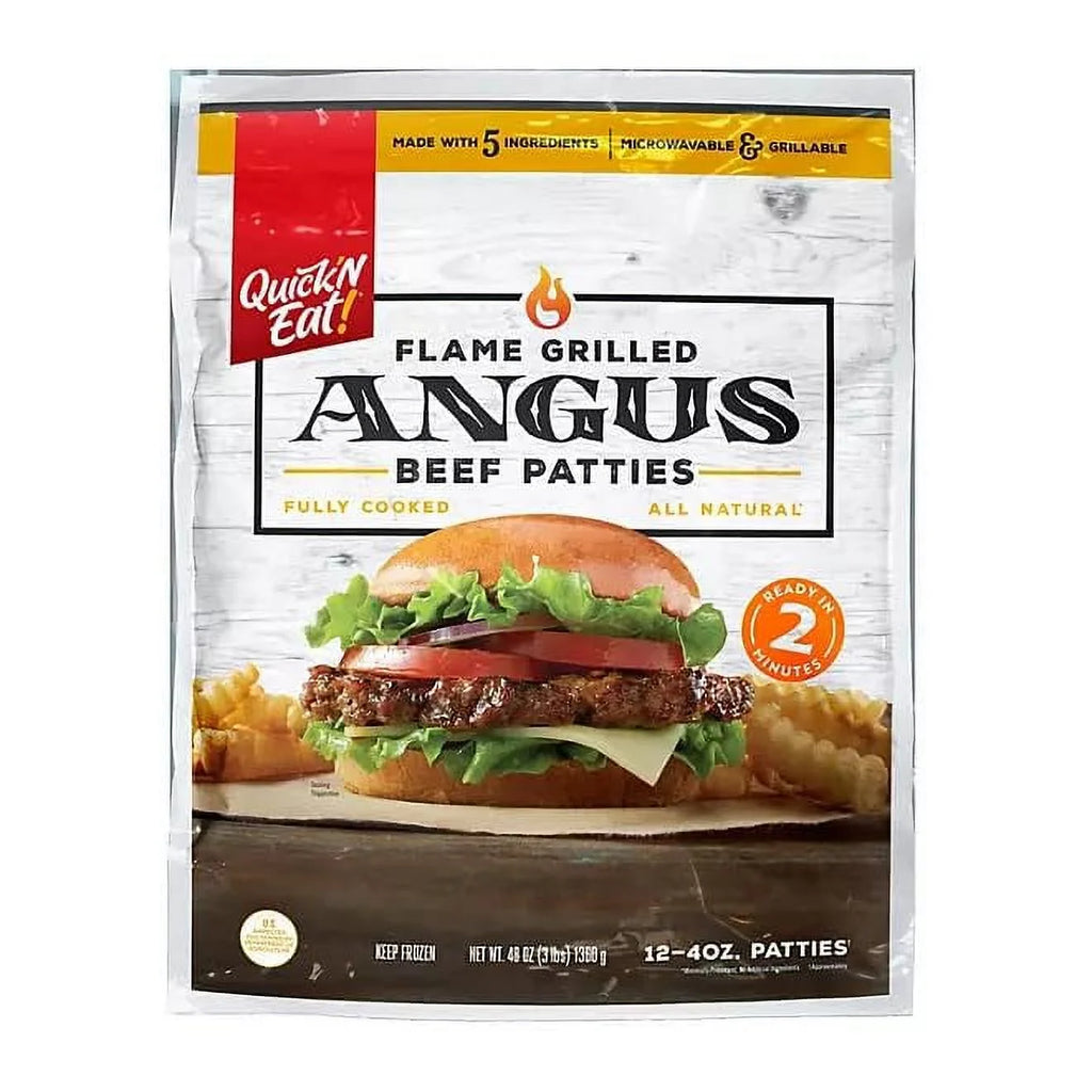 Quick N Eat Fully Cooked Burgers, 12 ct, 3 lbs - Pack of 2 B9603