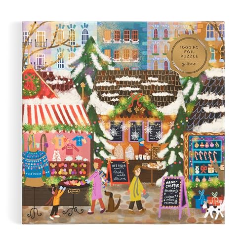 Galison Winter Lights Foil Puzzle, 500 Pieces, 20" x 20" Holiday Jigsaw Puzzle P8985
