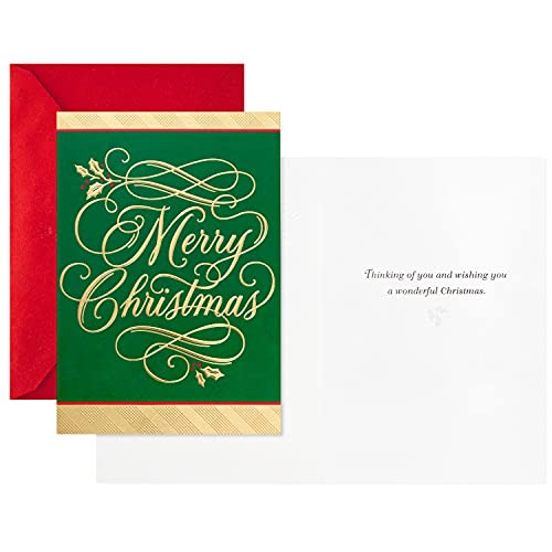 Hallmark Boxed Christmas Cards, Green and Gold (40 Cards with Envelopes) X681435