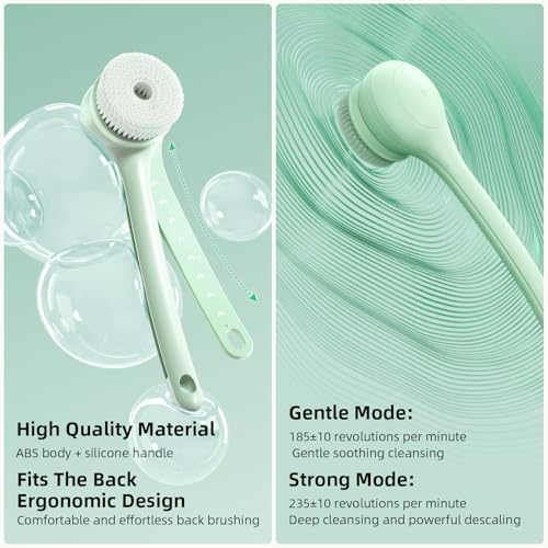 Electric Body Brush Back Scrubber for Shower, Waterproof Dual Handle with 3 Heads X695155