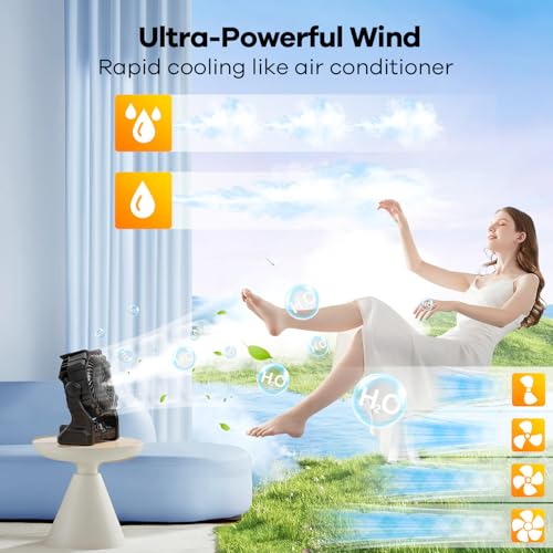 Portable Misting Fan with RGB Lantern, 30000 mAh Rechargeable Camping Fan I36923