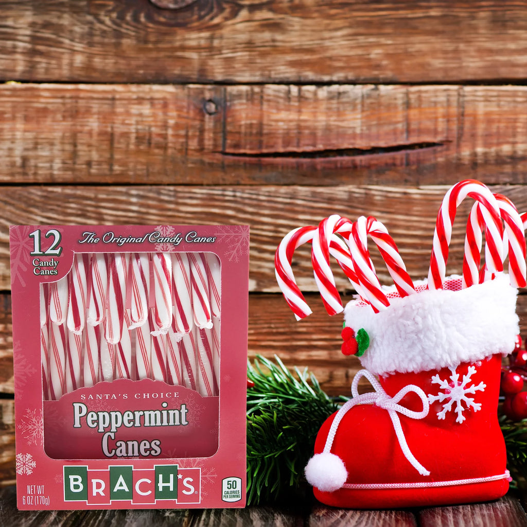 Brach's The Original Peppermint Candy Canes Red & White Classic Hard Candy 12ct with Storage Carrier N46952