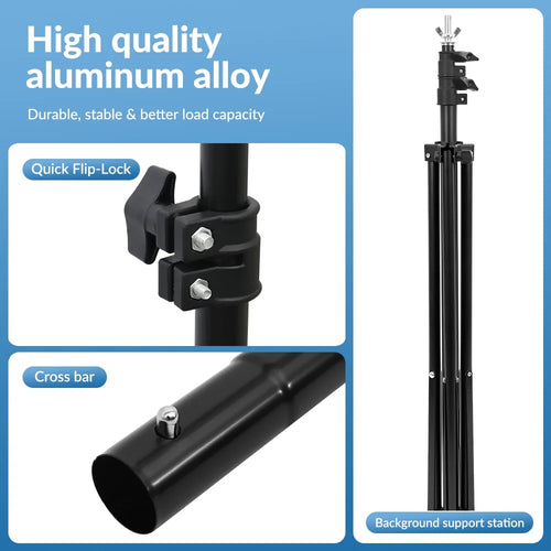 10ft Adjustable Background Support Stand with Clamps and Sandbags for Photography Studio B82116