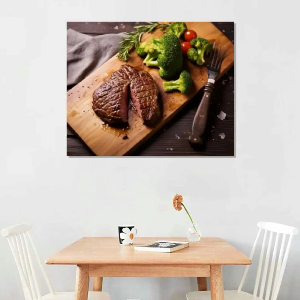 GOSMITH Ribeye Steak Canvas Print Wall Art with Frame J64813