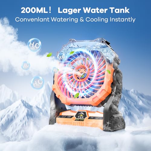 Portable Misting Fan with RGB Lantern, 30000 mAh Rechargeable Camping Fan I36923