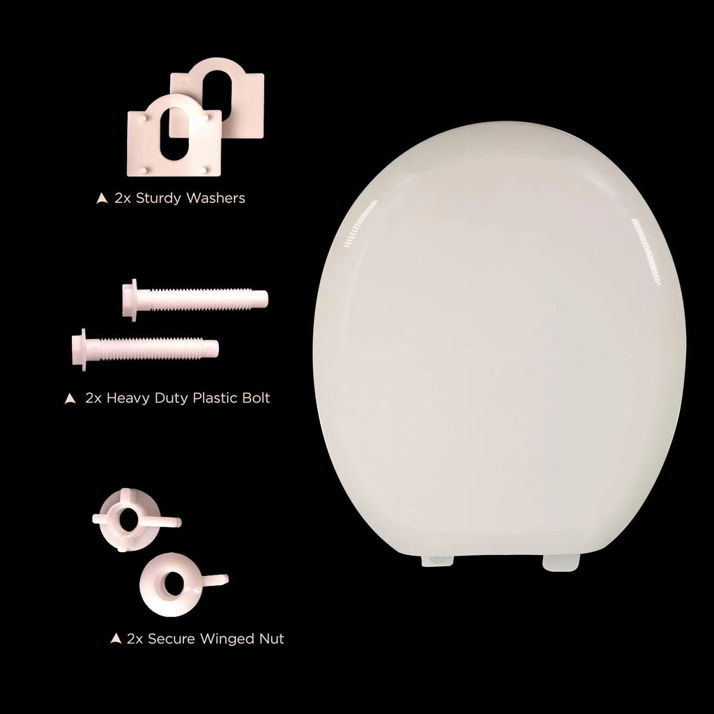 B4TSPR Round Plastic Toilet Seat Slow Close Easy Remove O175292