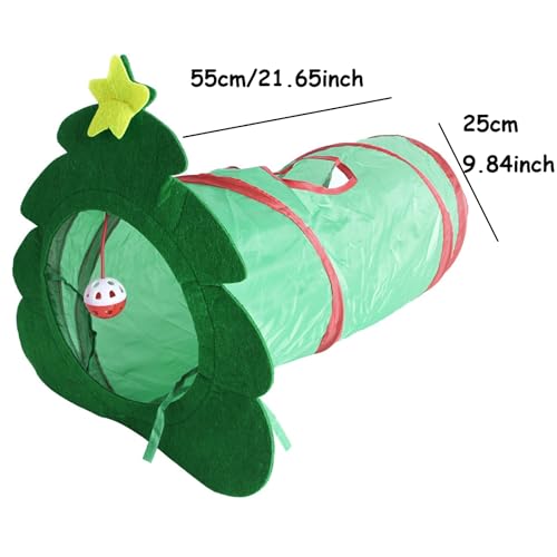Christmas Tree Cat Tunnel – Collapsible Cat Play Tunnel with Peek Holes V1629