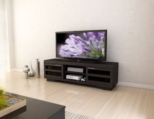 SONAX Granville 66-Inch Wood Veneer TV Bench, Mocha Black X3543