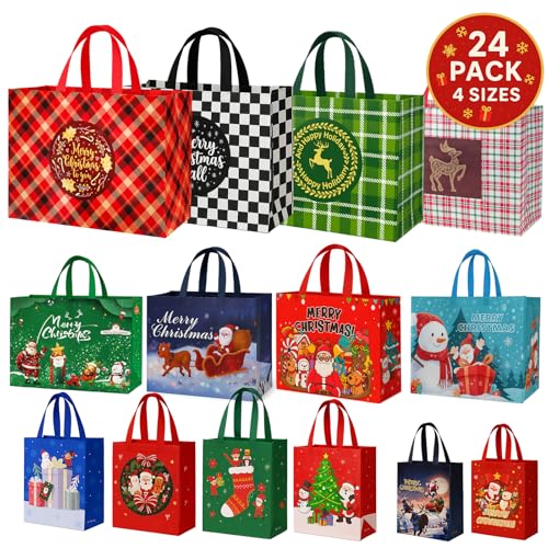 habgp 20 Pack Christmas Gift Bags Assorted Sizes with Handle, Reusable Tote K88379