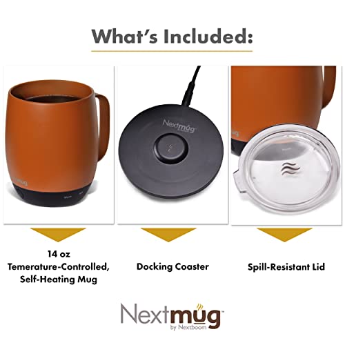 Nextmug Self-Heating Coffee Mug, 14 oz, Burgundy W7807