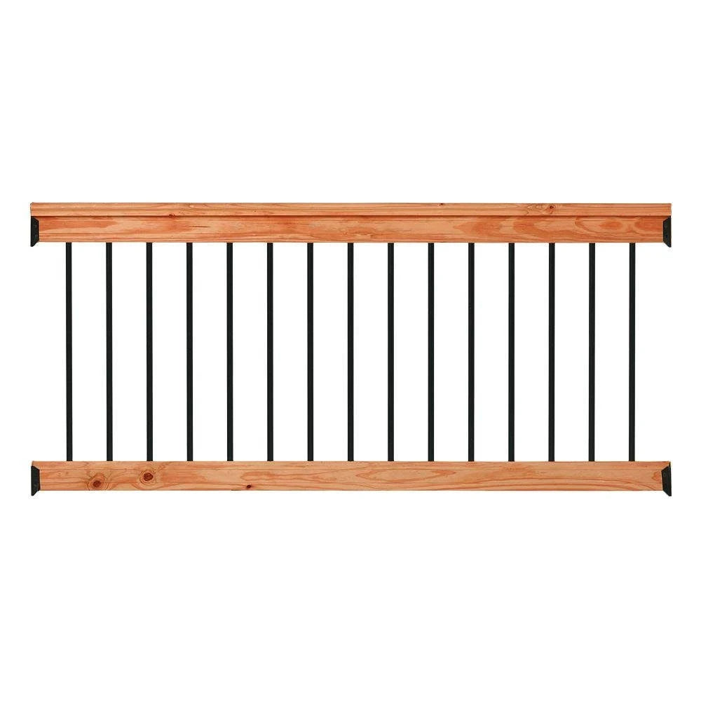 DeckoRail 6 ft. Redwood Deck Rail Kit with Black Aluminum Balusters