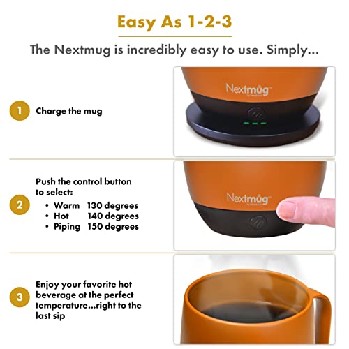 Nextmug Self-Heating Coffee Mug, 14 oz, Burgundy W7807