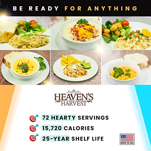 Heaven’s Harvest 25-Year Family Food Kit, Freeze Dried Emergency Food Supply in Waterproof Bucket J222