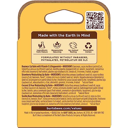 Burt's Bees Lip Balm 4-Pack, Pink Grapefruit, Mango, Coconut & Pear, Pomegranate C323915
