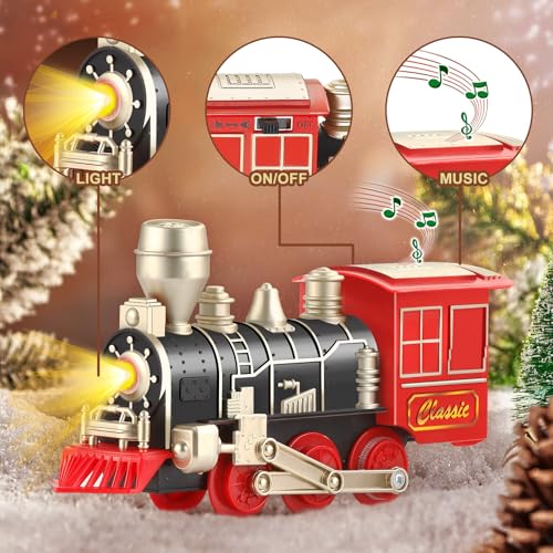 Electric Christmas Train Set with Lights and Sounds for Kids Y77468