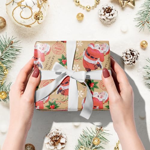 RUSPEPA Christmas Wrapping Paper Jumbo Roll Kraft Paper, Christmas Tree Design, 30 in x 100 ft U53088