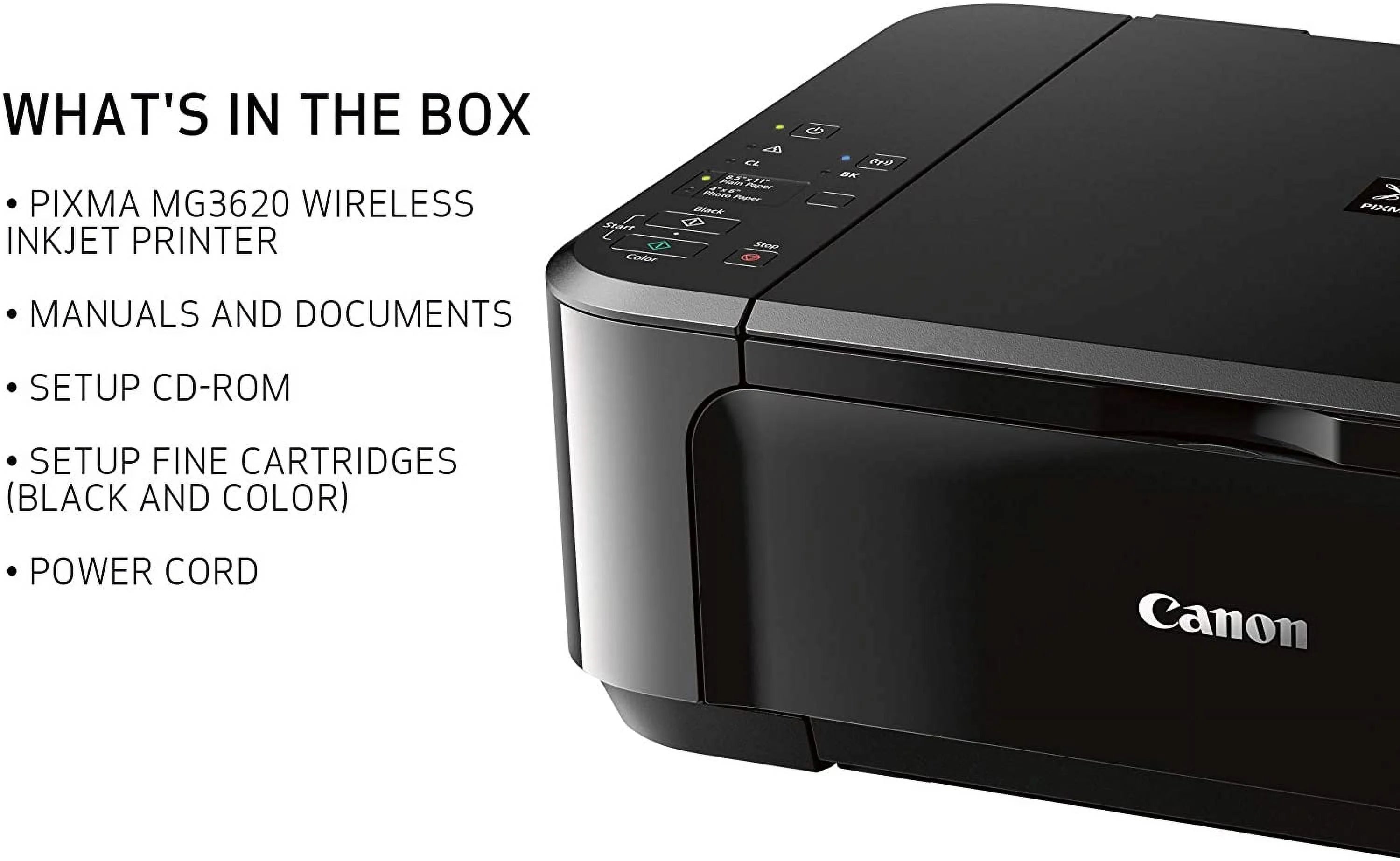Canon Pixma MG3620 Wireless All-In-One Inkjet Printer, Black Y462340