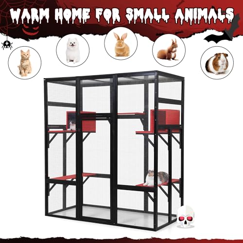COZIWOW 70 Inches Wooden Catio Outdoor Cat Enclosure with Waterproof Roof I9907