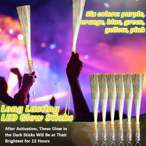 Kasyat 10 Pieces LED Fiber Optic Glow Wands for Party Favors P397