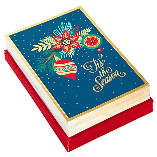 Hallmark Boxed Christmas Cards Festive Foil, 40 Cards with Envelopes S22215