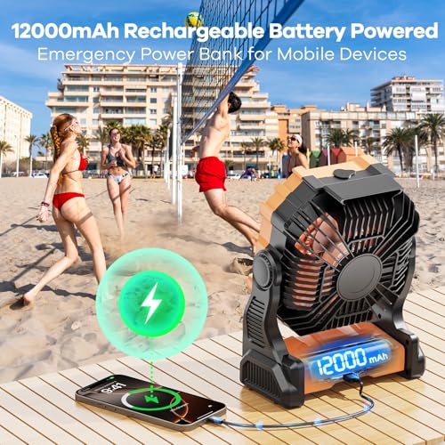 Portable Misting Fan with RGB Lantern, 30000 mAh Rechargeable Camping Fan I36923