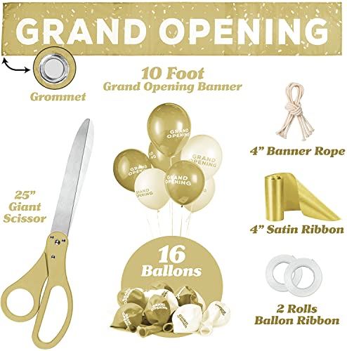 Deluxe Grand Opening Ribbon Cutting Kit - 25" Giant Scissors with Gold Satin Ribbon M4491