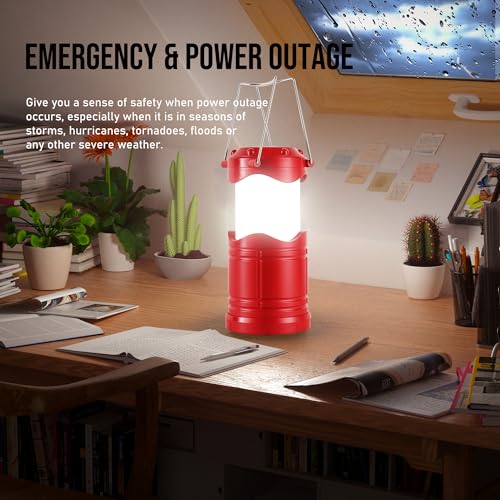 Lichamp LED Camping Lantern 4 Pack, Battery Powered Portable Hanging Light X975