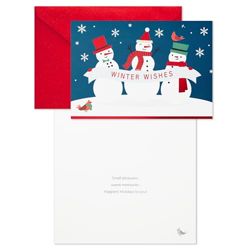 Hallmark Boxed Christmas Cards Winter Wishes Snowmen, 40 Cards with Envelopes P251