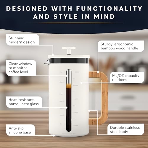 Home Hero French Press Coffee Maker 34 oz with Bamboo Handle M7727