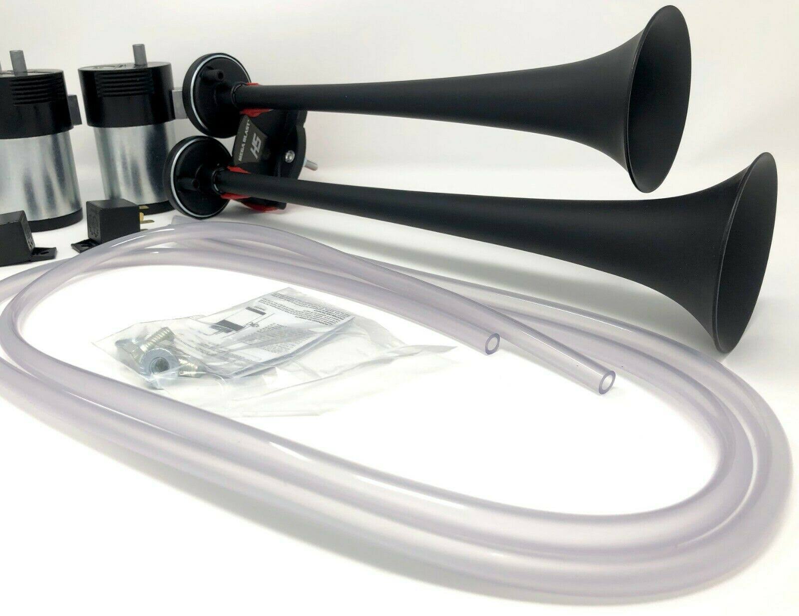 Mega Blast Air Horns for Trucks Cars SUV Train Sound Black F403