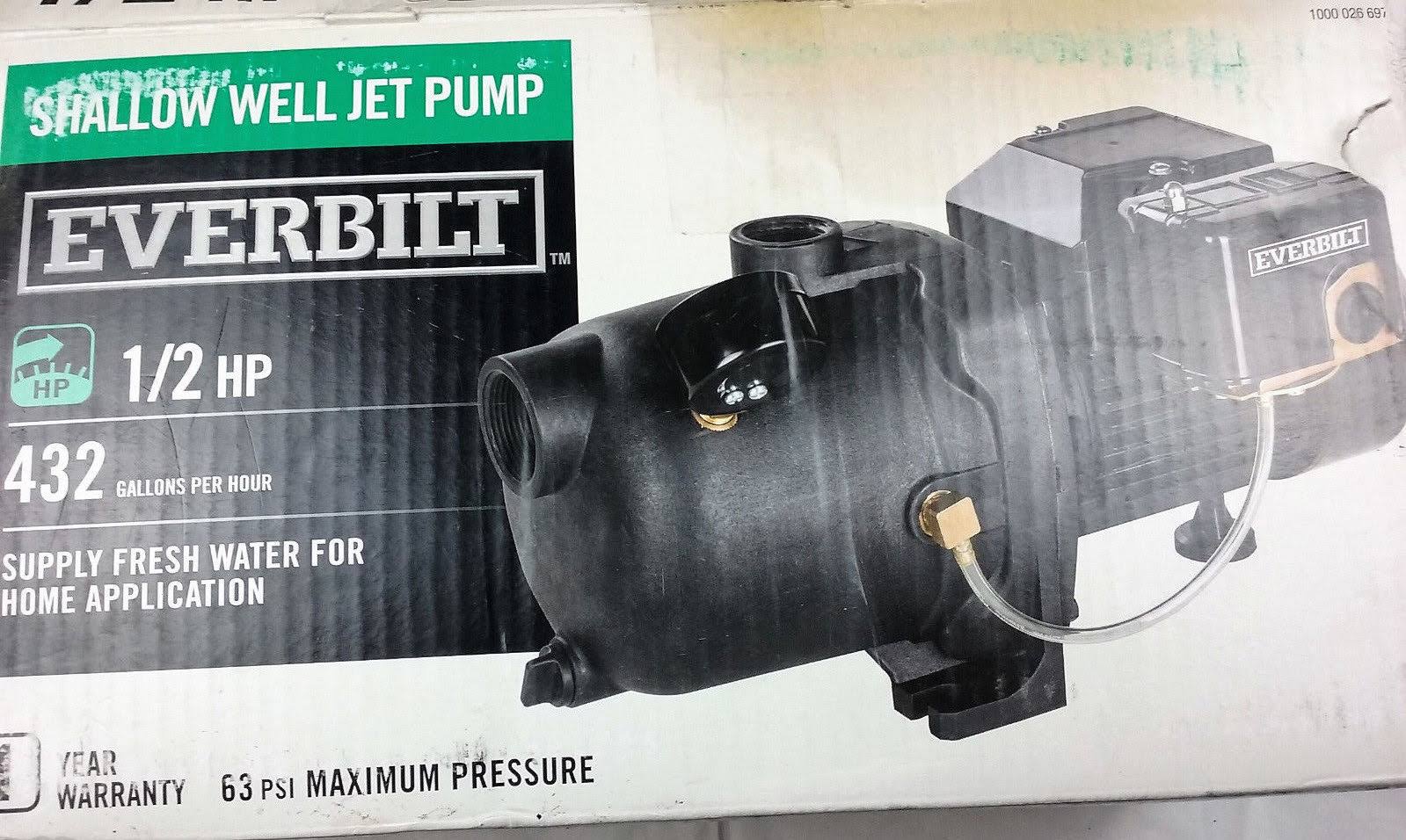 Everbilt J100A3 1/2 HP Shallow Well Jet Pump L470