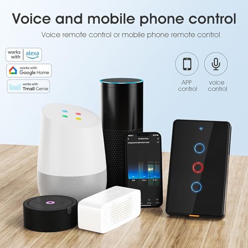 Zigbee Smart Touch Wall Light Switch 3 Gang, No Neutral Wire, Works with Alexa Z88563