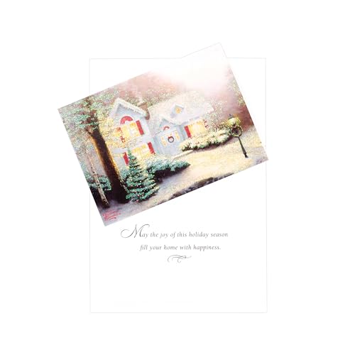 Hallmark Thomas Kinkade Boxed Christmas Cards, Snowy Houses (40 Cards with Envelopes) P719