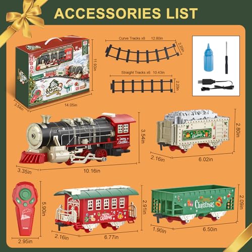 JUQU Christmas Train Set for Kids Ages 3-8 with Remote Control, Lights & Sounds X829788