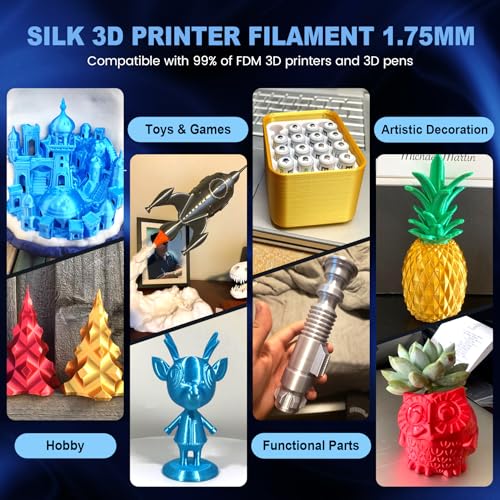 JAYO 3D Printer Filament Bundle, PLA Silk Multicolor 1.75mm, 8 Rolls 2kg G112230