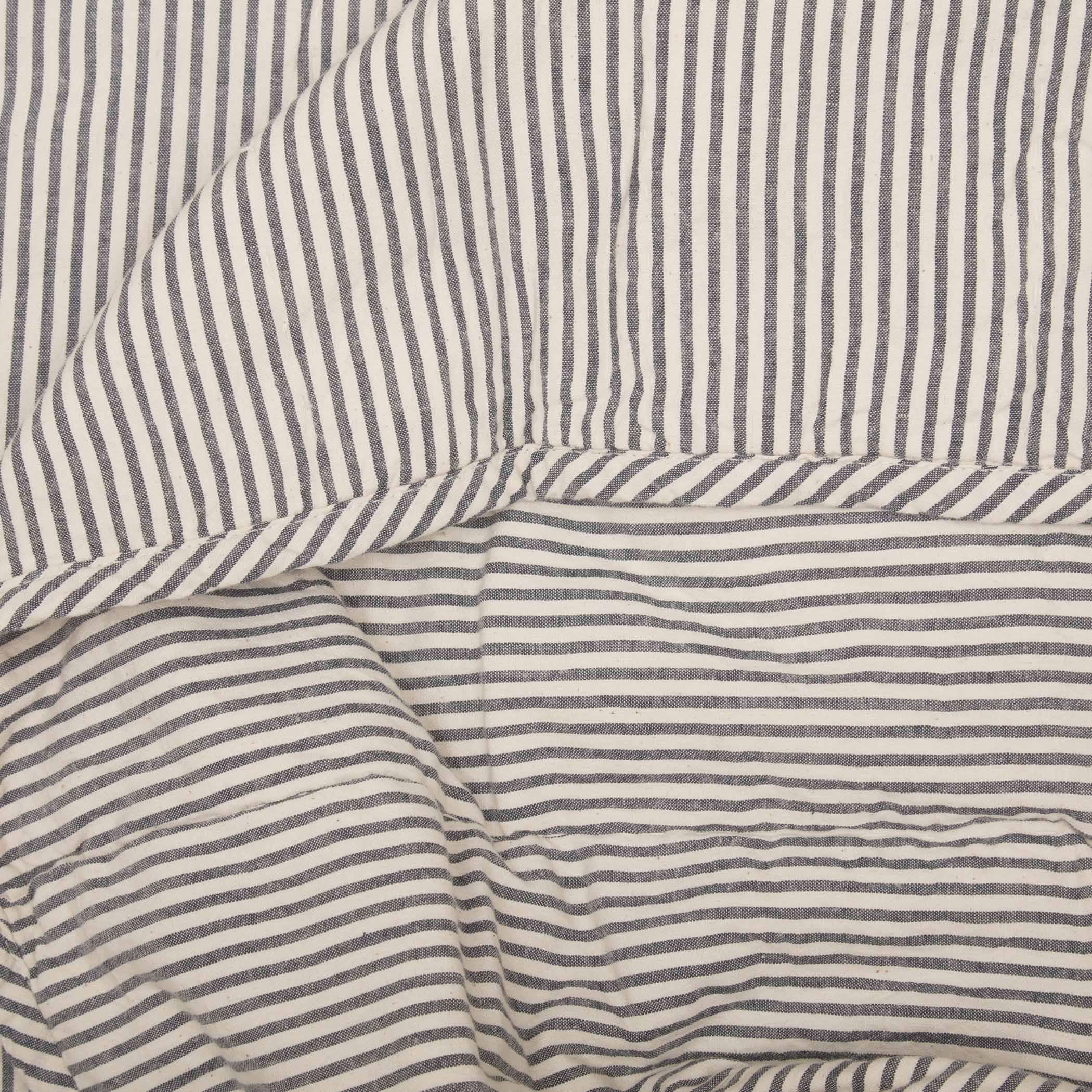 Hatteras Seersucker Blue Ticking Stripe Queen Quilt Coverlet Q129659