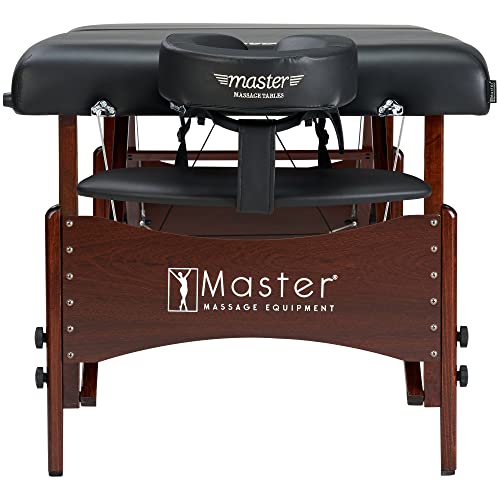 Master Massage Newport Portable Massage Table with 2.5" Cushion, Walnut Hardwood, Black, 30" R296868
