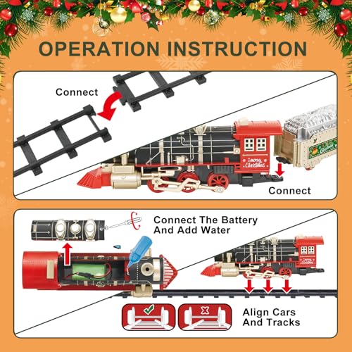 Electric Christmas Train Set with Lights and Sounds for Kids Y77468