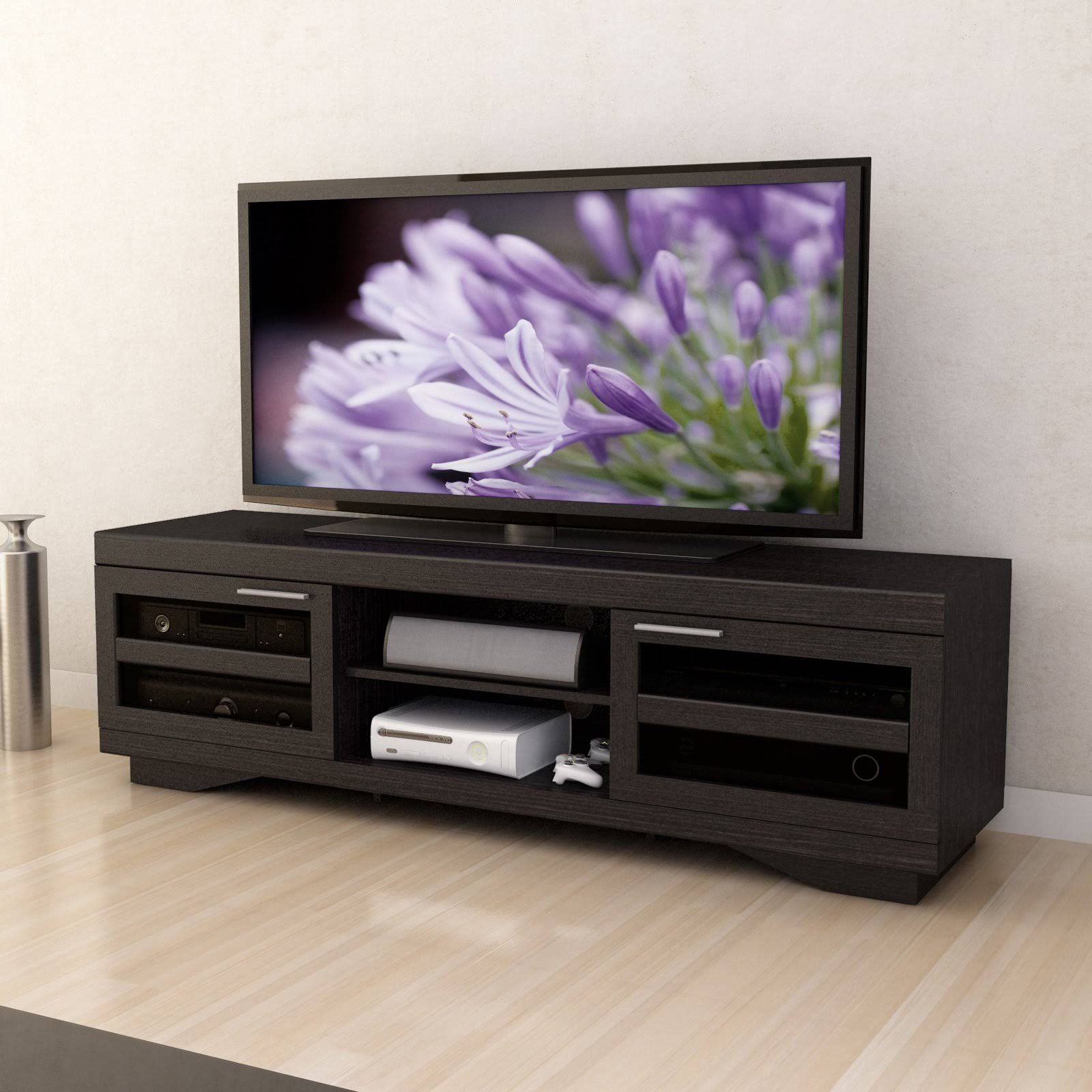 SONAX Granville 66-Inch Wood Veneer TV Bench, Mocha Black X3543
